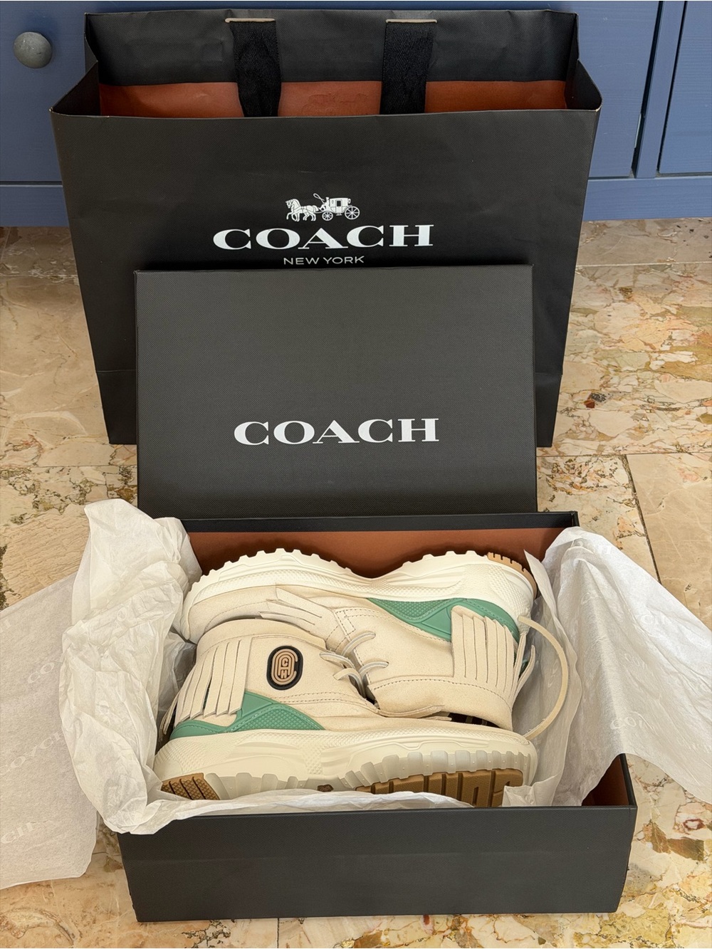 COACH Suede Fringe Moccasin Sneaker w/ COACH Patch